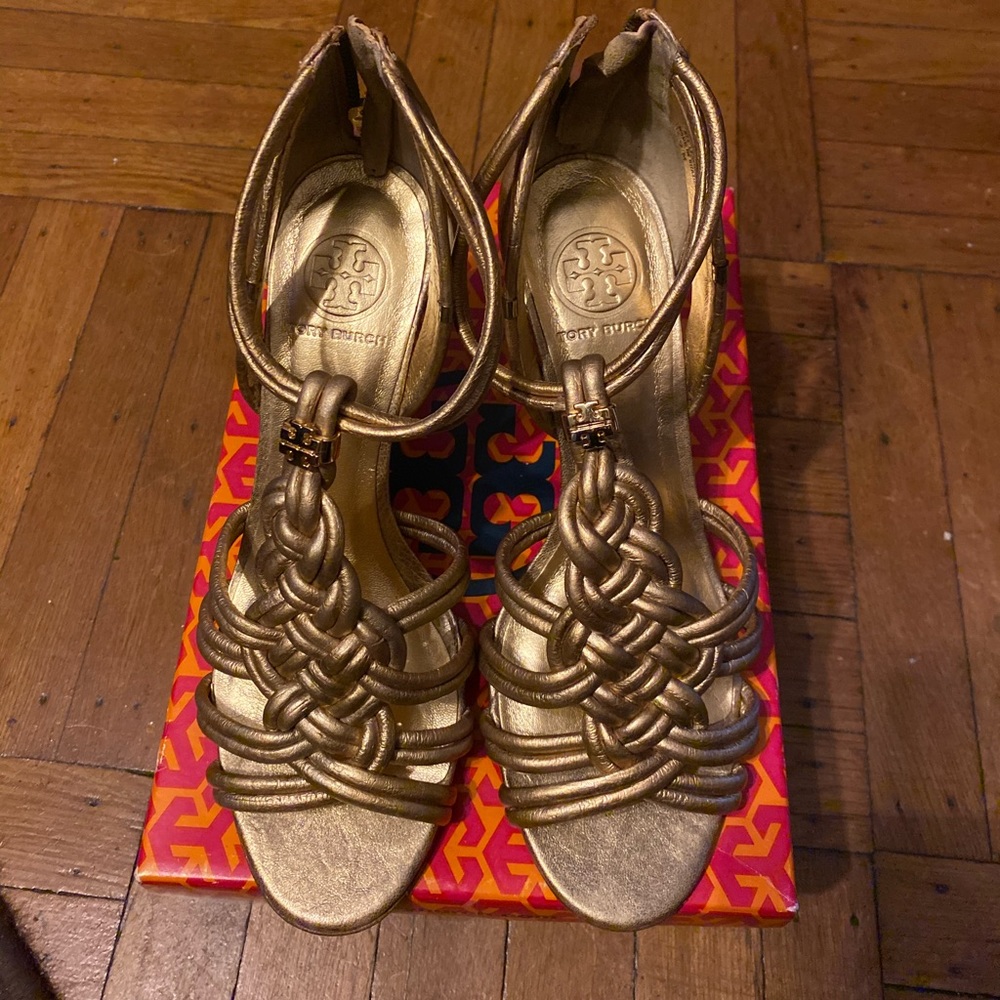 Tory Burch Gold High Heel Sandals - Size 9